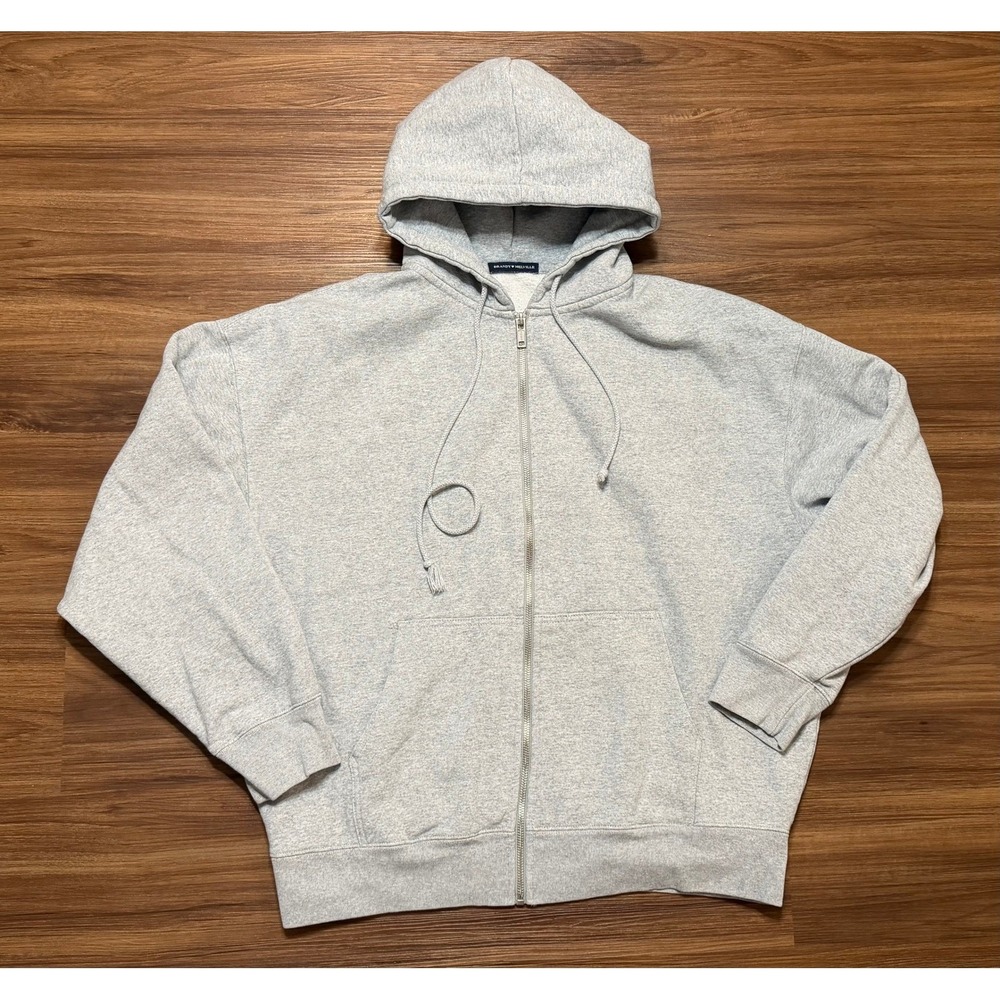 Brandy Melville Christy Oversized Heavyweight Full Zip Hoodie Grey ONE SIZE